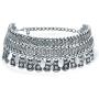 Bling Jewelry Native American Style Coachella Festival Dangling Coins Wide Choker Necklace for Teen for Women Oxidized Silver Plated