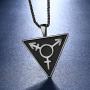 beautlace LGBT Necklaces/Stud Earrings/Set Silver/18K Gold/Black Gun Plated Triangle Pendant Gay & Lesbian Pride Jewelry Set for Men and Women