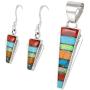 925 Sterling Silver Matching Pendant & Earrings Set Genuine Gemstones 20'' Necklace