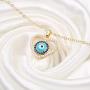 Ursteel Evil Eye Necklace for Women, 14K Gold Plated Cubic Zirconia Turquoise Evil Eye Pendant Necklace Dainty Evil Eye Jewelry