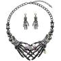 Halloween Punk Necklace arrings Set Hypoallergenic Gothic Skull Skeleton Choker Necklace Earrings Jewelry Set For Women Girls Including 1 Chunky Necklace 1 Drop Earrings
