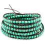 MOWOM Alloy Genuine Leather Bracelet Bangle Cuff Rope for Women Boys Kids Gemstone Beads Braided 1 Wraps & 2 Wraps Stone Adjustable Handmade Jewelry Gift