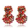 YOSION Beaded Drop Earrings Handmade Rainbow Bead Earrings Whimsical Bohemia Dangle Earrings Statement Earring for Women Girls