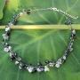NOVICA Dyed Gray Cultured Freshwater Pearl and Tourmalinated Quartz Necklace, 16.5'' River of Night