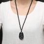 Natural Obsidian Necklace Healing Crystal Gemstone Pendant Hand Carved Stone Amulet Charm Jewelry