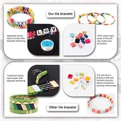 ZSMJYJ Charm Bracelet Stackable Rainbow Tile Enamel Beads Love Bracelets Sets Friendship Jewelry Bangle for Women Coworker Christmas Gifts