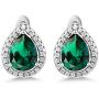 Gem Stone King Sterling Silver Pear Shape Green Nano Emerald Pendant Earrings Set 6.50 cttw with 18 Inch Silver Chain