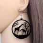 NEWEI Acrylic Hollow Big Round Circle African Giraffe Earrings For Women Dangle Drop Animal Jewelry Charm