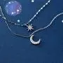 SLUYNZ 925 Sterling Silver Layered Necklace Chain Star Moon Choker Necklace for Women Teen Girls Layering Chain Choker