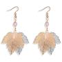 ZRosse Fashion Hollow Out Metal Maple Leaf Women Dangle Earrings Popular Gold and Silver Two-tone Long Drop Earring Jewelry Accessories