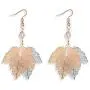 ZRosse Fashion Hollow Out Metal Maple Leaf Women Dangle Earrings Popular Gold and Silver Two-tone Long Drop Earring Jewelry Accessories