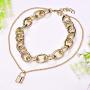 YL Lock Necklace Silver Color Alloy Padlock Chain for Men Statement Punk Multilayer Choker Jewelry for Women