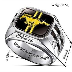 HSQYJ Lucky Mustang Ring Black Enamel Animal Rings Personalized Gold Silver Two Tone Engagement Promise Ring for Men Women Fashion Jewellery