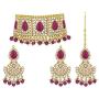 Aheli Faux Pearl Choker Necklace with Earrings Indian Traditional Bollywood Jewelry Set for Women Girls