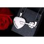 HUANIAN Stainless Steel Key to Heart Rainbow Crystal Couple Pendant Necklace for Gay & Lesbian Pride Promise