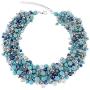 HAHA&TOTO Luxury Full Crystal Beaded Necklace for Women 2-Layers Knitting Fashion Statement Choker Necklace by Handmade Party Prom Jewelry 7 Colors