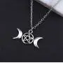 RUIZHEN Vintage Pagan Triple Moon Goddess Pentacle Pentagram Metal Amulet Wheat Chain Bracelet Necklace Jewelry Set for Women Men RUIZHEN Vintage Pagan Triple Moon Goddess Pentacle Pentagram Metal Amulet Wheat Chain Bracelet Necklace Jewelry Set for Women Men