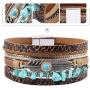 GelConnie Feather Leather Cuff Bracelet Magnetic Multi Strand Bracelet Wrap Bracelet Bohemian Jewelry Gifts for Women, Wife, Sister