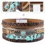 GelConnie Feather Leather Cuff Bracelet Magnetic Multi Strand Bracelet Wrap Bracelet Bohemian Jewelry Gifts for Women, Wife, Sister