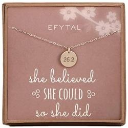 EFYTAL Marathon Runner 26.2 Necklace, 925 Sterling Silver Disc Jewelry Gift for Athlete, Gifts for Athletes Runners