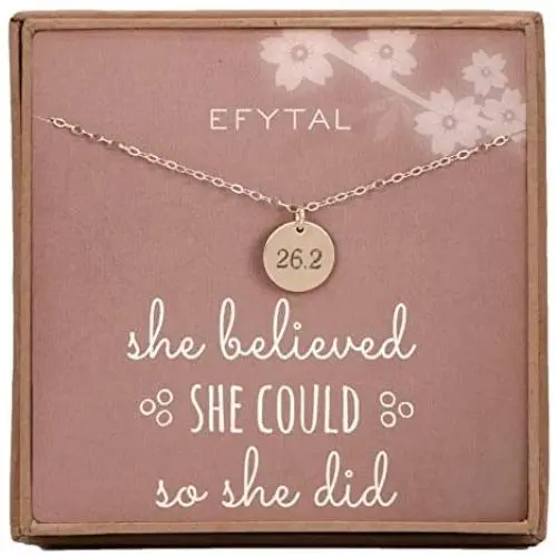 EFYTAL Marathon Runner 26.2 Necklace, 925 Sterling Silver Disc Jewelry Gift for Athlete, Gifts for Athletes Runners EFYTAL Marathon Runner 26.2 Necklace, 925 Sterling Silver Disc Jewelry Gift for Athlete, Gifts for Athletes Runners
