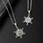 XIAOLI 2Pcs Crystal Zircon Snowflake Stainless Steel Pendant Necklace Set Women Girls Jewelry