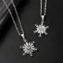 XIAOLI 2Pcs Crystal Zircon Snowflake Stainless Steel Pendant Necklace Set Women Girls Jewelry