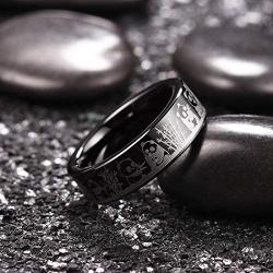 King Will Mens 6mm Tungsten Carbide Ring Inlaid with Panda Pattern Black High Polished