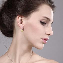Gem Stone King 925 Sterling Silver Citrine Dangle Earrings For Women, 4.00 Cttw, Gemstone Birthstone Round 9MM