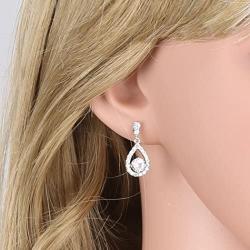 GULICX Silver Plated Base Round Cut Flawless CZ Cubic Zirconia Crystal White Women Drop Earrings