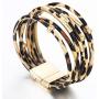 Lingdong Leopard Leather Bracelets for Fashion Women Leather Bracelet & Bangles Elegant Multilayer Wrap Wide Bracelet Jewelry