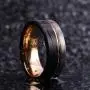King Will LOOP Tungsten Carbide Wedding Band 6mm/8mm Rose Gold Line Ring Black and Silver Brushed Comfort Fit