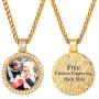 Custom Photo Necklace 925 Sterling Silver Dainty Chain 16-22 Inch Personalized Engrave Text Disc Coin Medal Heart Pendant with Memorial Image, Gift for Women Girls