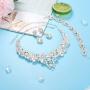 LOLIAS Bridal Austrian Crystal Necklace Link Bracelet Statement Necklace Dangle Earrings Jewelry Set Gifts fit with Wedding Dress