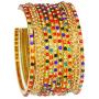JDZ COLLECTION Indian Bangles Set Jewelry Bollywood Glass Bangles Womens Red Multi Cubic Zircon Wedding Fashion Jewelry Kada Set Costume Partywear Bangles
