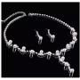 UDORA Pearl Flower Jewelry Sets Crystal Necklace Earrings Bridal Wedding Party Dinner Dress Jewelry