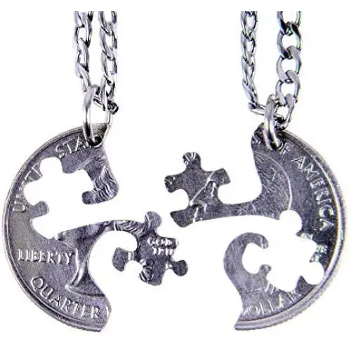 Marycrafts Set Hand Coin Cut Puzzle Piece Necklace Interlocking Necklace Jewelry Relationship BFF Marycrafts Set Hand Coin Cut Puzzle Piece Necklace Interlocking Necklace Jewelry Relationship BFF