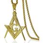 Ahappy-18k Gold Filled Sculpture Freemasonry Masonic Mason Pendant Chain Necklace N275 50 60 70 80cm