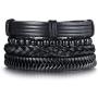 LKYOU JEWELRY Black Leather Bracelet Set for Men Cuff Multilayer Braided Bracelet Handmade Jewelry