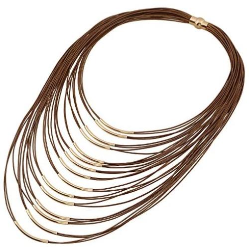 D EXCEED Womens Layered Statement Necklace Ladies Gift Idea Jewelry Lightweight Multi Strand Statement Bib Necklace for Women