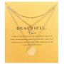 3 Layered Necklaces, Butterfly Necklace Unicorn Cross Compass Pendant Necklace for Women Disc Chain Necklace with Message Card for Friendship (Gold)