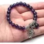 Jovivi 8MM Purple Amethyst Natural Gemstone Tree of Life Lucky Charm Stretch Bracelet