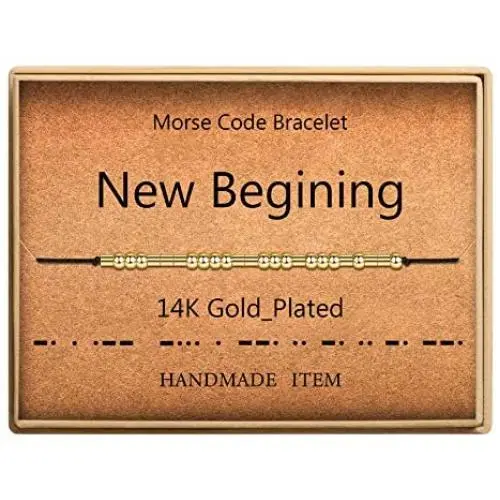 Morse Code Bracelet 14k Gold Plated Beads on Silk Cord Secret Message New Beginning Bracelet Gift Jewelry for Her Morse Code Bracelet 14k Gold Plated Beads on Silk Cord Secret Message New Beginning Bracelet Gift Jewelry for Her