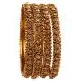Touchstone New Indian Bollywood Fine Workmanship Peeled Metal White Rhinestones Designer Jewelry Bracelets Bangle Set of 4 in Antique Gold Tone for Women.