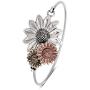 NOUMANDA Antique Gold Silver and Copper 3 Sunflower Magnetic Eyeglass Holder Brooch and Bangle