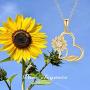 14k Gold Sunflower Heart Necklace for Women,''You are my sunshine'' Real Gold Love Jewelry Gifts for Wife Girlfriend, Present for Her16''-18''