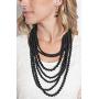 Multi Beaded Bubble Statement Necklace - Round Ball Chunky Drape Bib Collar Marbled, 7 Layer Long
