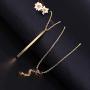 PERNNLA PEARL Long Disc Pendant Necklace for Women 18K Gold Plated Sweater Chain Fashion Jewelry