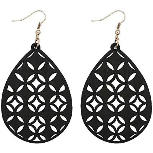 KaFu Bohemian Wooden Hollow African Earrings for Women Girls Natural Light Weight Wood Teardrop Drop Dangle Hook Earrings for Women Fashion Jewelry KaFu Bohemian Wooden Hollow African Earrings for Women Girls Natural Light Weight Wood Teardrop Drop Dangle Hook Earrings for Women Fashion Jewelry