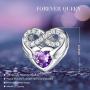 FOREVER QUEEN 925 Sterling Silver CZ Infinite Love Heart Charm with Purple Heart Wings Forever Love Infinity Bead Fit for Charm Bracelet Necklace Valentines Day Gift